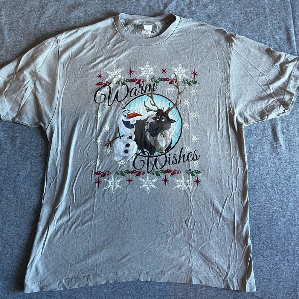 Disney Frozen Sven & Olaf “Warm Wishes” Holiday/Christmas T-Shirt Size XL